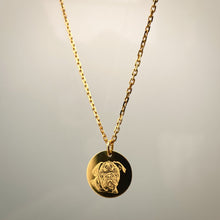 Load image into Gallery viewer, Necklace with pendant 15mm gold / photo engraving / NOW PRE-ORDER / AVAILABLE FROM 23.05.2022
