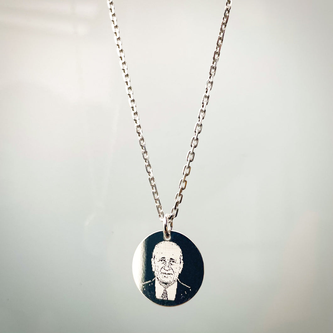 Collier avec pendentif 15mm argent / photogravure