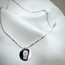 Load image into Gallery viewer, Necklace with pendant 15mm silver / photo engraving
