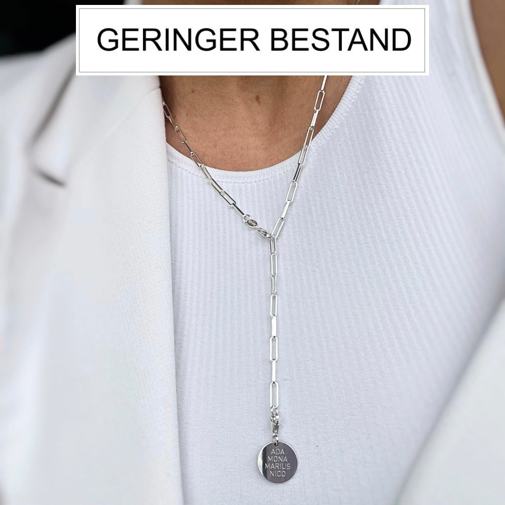 DENISE NECKLACE WITH PENDANT IN SILVER / TEXT ENGRAVING