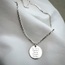 Load image into Gallery viewer, Necklace with pendant 15mm silver / text engraving
